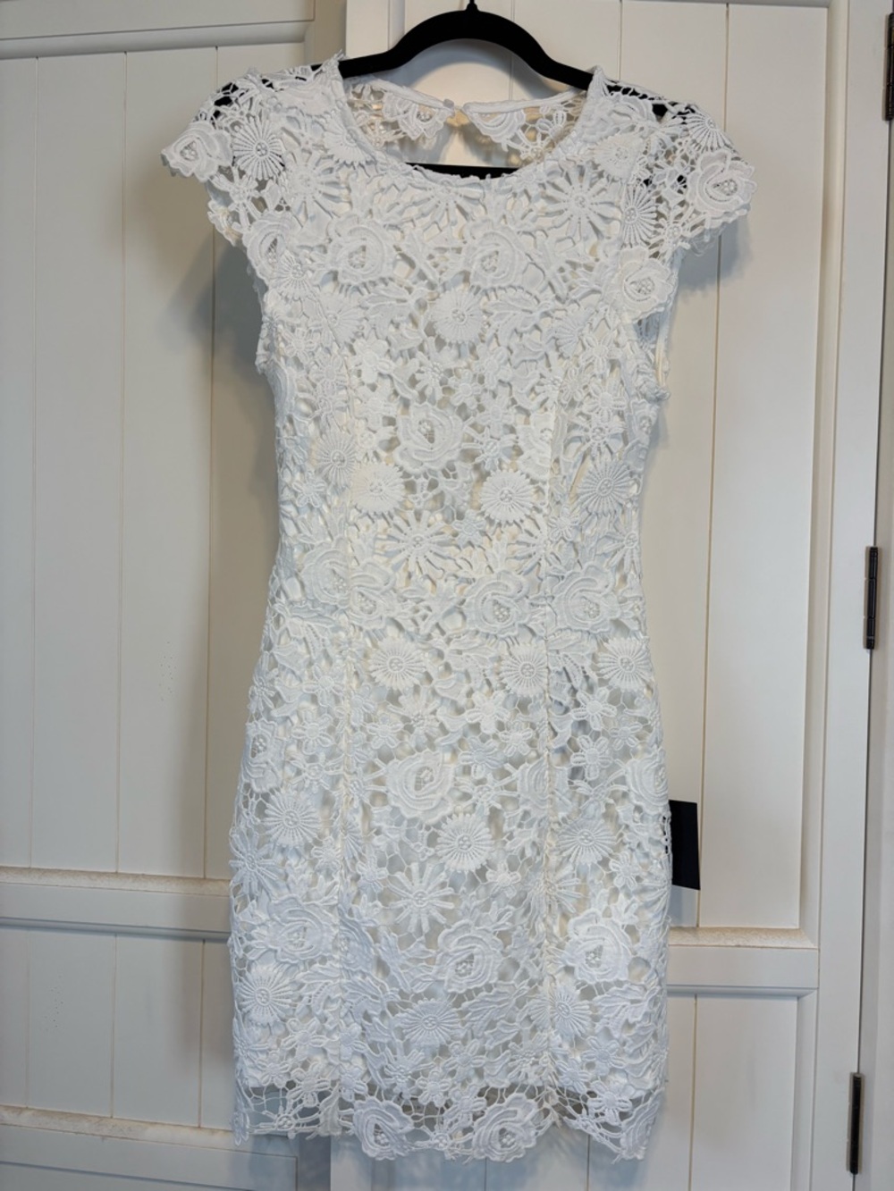 Lulu's White Lace Mini Dress with Open Back - Picture 2 of 4